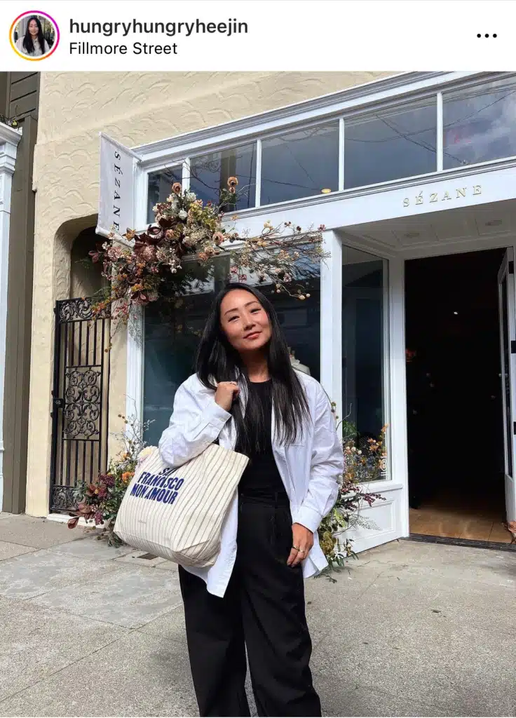One of the best San Francisco influencers Hee Jin Lee Instagram Feed Image
