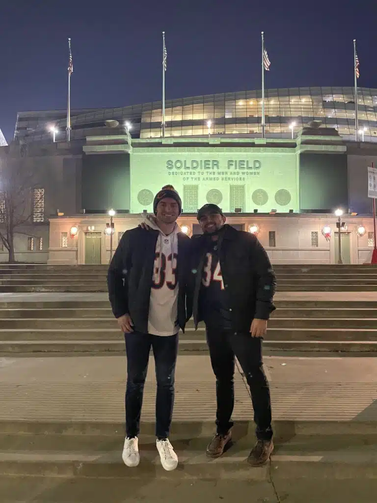 Chicago entrepreneur and influencer, Joe Sanfilippo, posing at Soldier Field