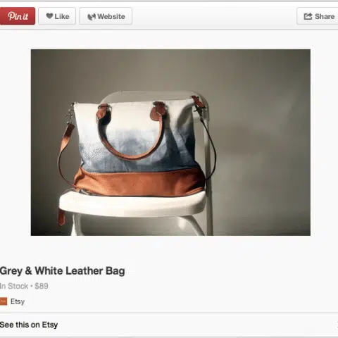 Social Media Examiner grey and white leather bag