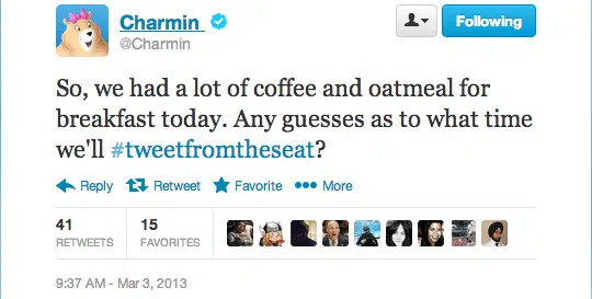 charmin tweet from the seat